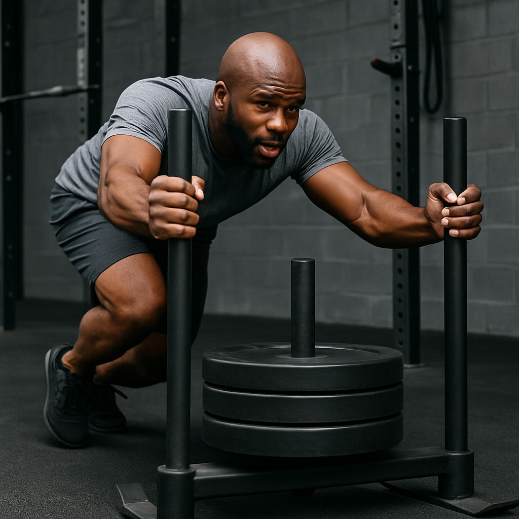 Person pushing hard in gym representing the effort and focus of the Peak Week Reset challenge
