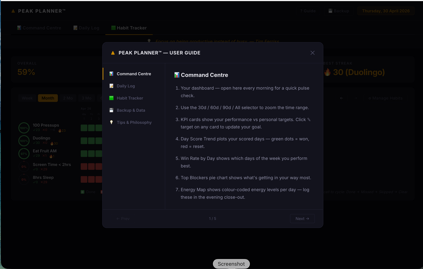 Peak Planner™ Command Centre — Digital Edition
